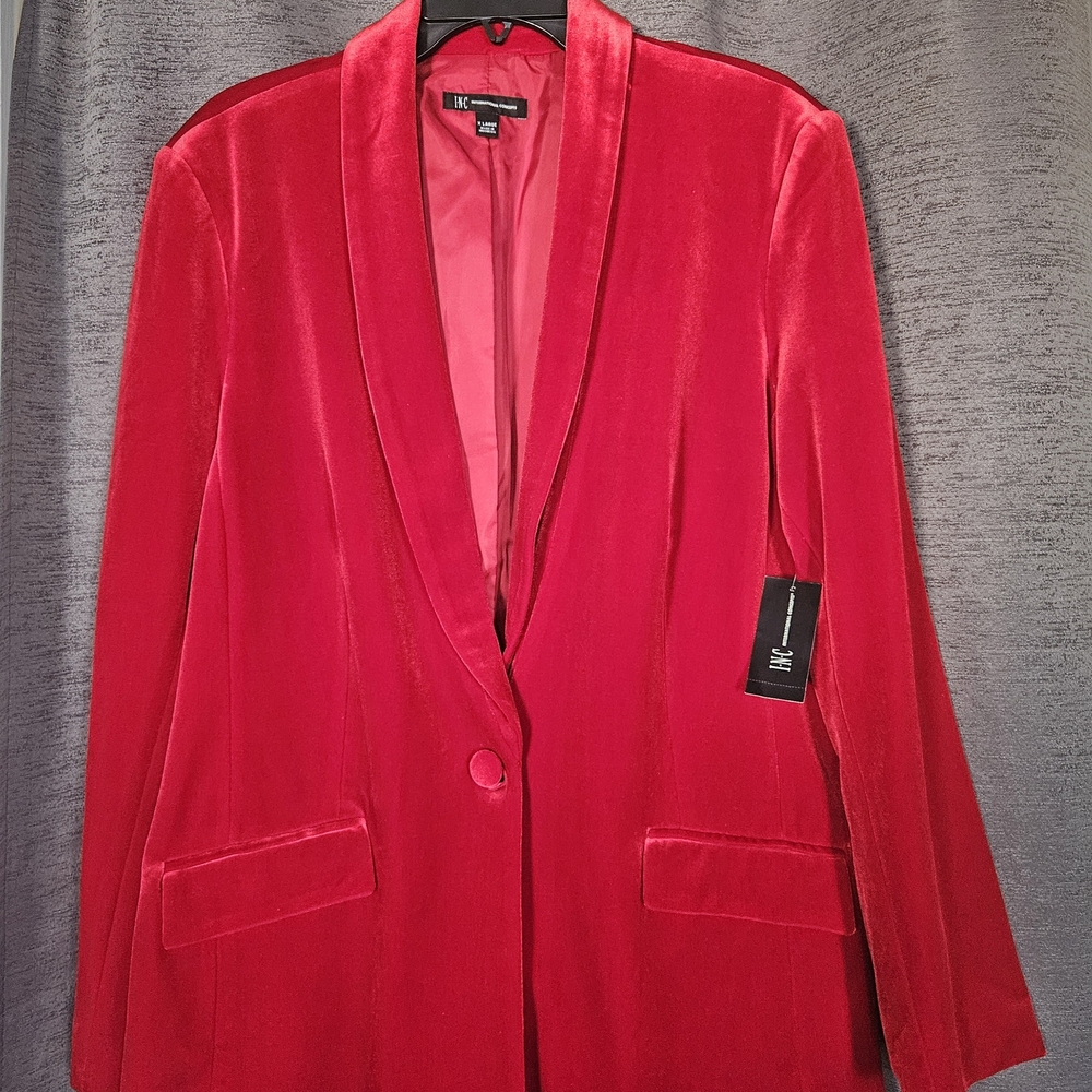 INC International Concepts Women's Red Velvet Blazer